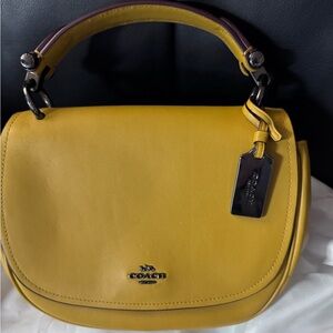 Coach Mustard Small Nomad Leather Shoulder Bag